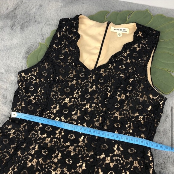 Monteau Black Lace Sleevless Peplum Top - Picture 7 of 8